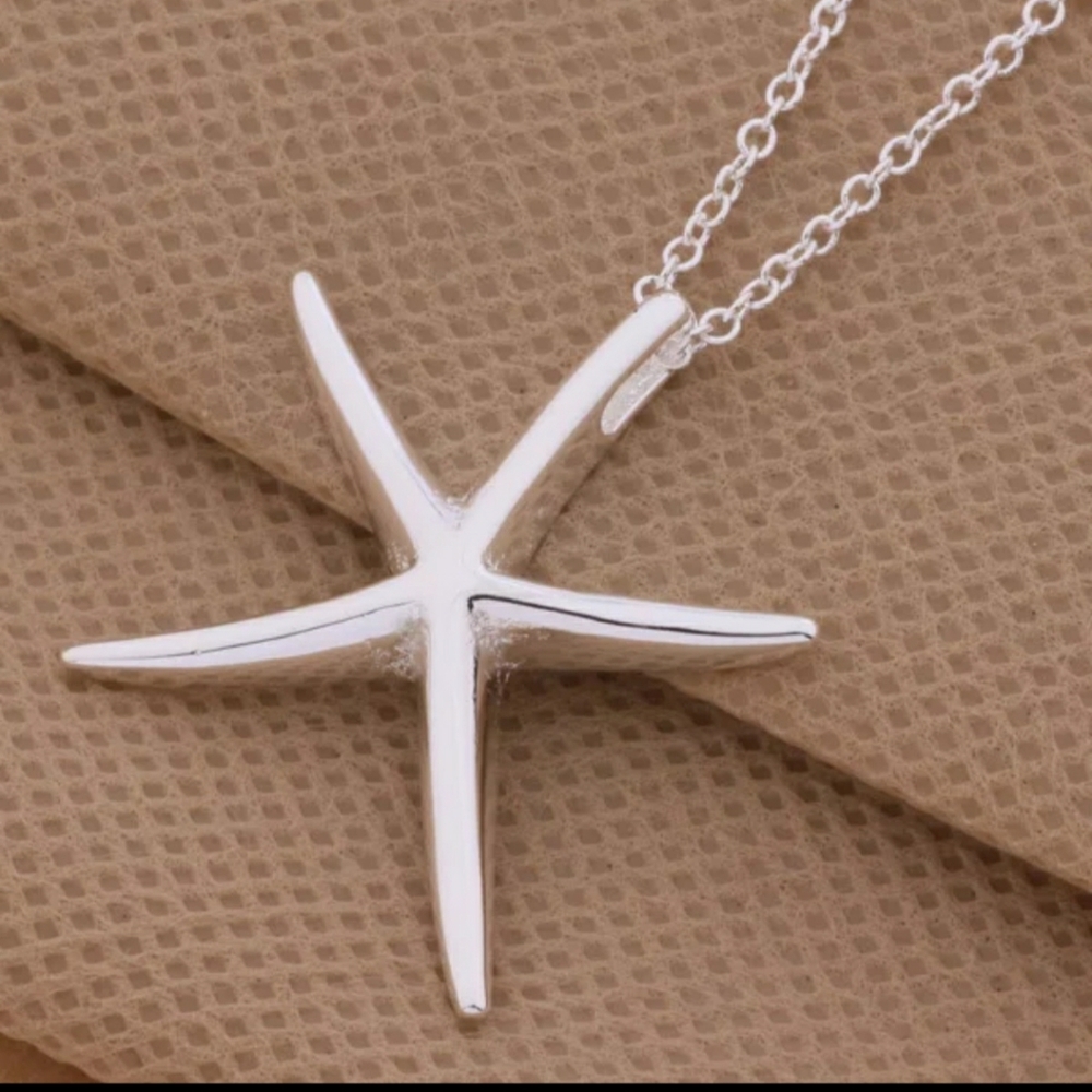 Beautiful Silver Starfish Pendant Necklace - Picture 3 of 3